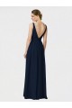 Sleeveless V-Neck Chiffon Dark Navy Long Bridesmaid Dresses / Formal Dresses Adelaide