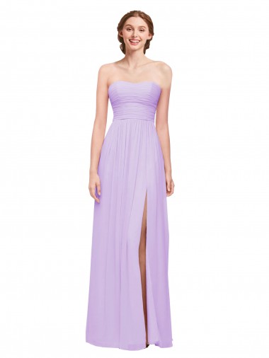 Sleeveless Strapless Soft Chiffon Lilac Long Evening Dress / Bridesmaid Dress Adelaide