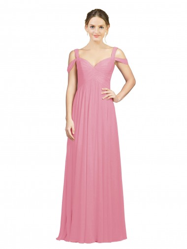 Sleeveless Sweetheart Soft Chiffon Skin Pink Long Bridesmaid Dress Adelaide