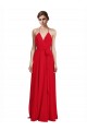 Sleeveless V-Neck Chiffon Red Long Bridesmaid Dress Adelaide