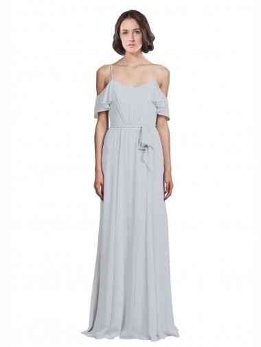 Sleeveless Spaghetti Straps Soft Chiffon Frost Long Formal Dress / Bridesmaid Dress Adelaide