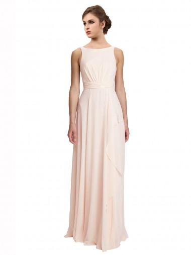 Sleeveless High Neck Chiffon Cream Pink Long Bridesmaid Dress / Evening Dress Adelaide