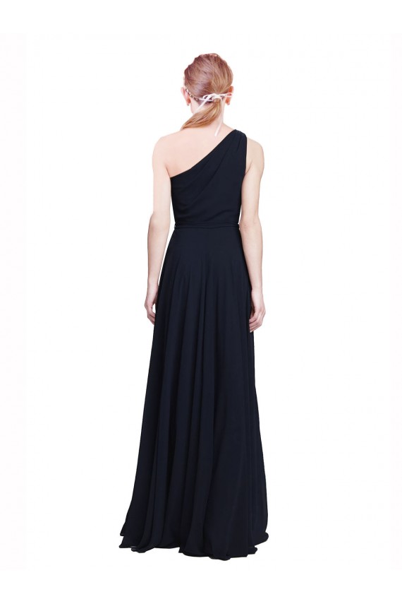 Sleeveless One Shoulder Chiffon Dark Navy Long Bridesmaid Dress / Evening Dress Adelaide