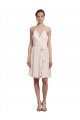 Sleeveless V-Neck Soft Chiffon Cream Pink Knee Length Bridesmaid Dress Adelaide