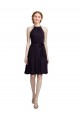 Sleeveless High Neck Soft Chiffon Grape Knee Length Bridesmaid Dress Adelaide