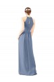 Sleeveless High Neck Soft Chiffon Dusty Blue Long Bridesmaid Dress Adelaide