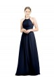 Sleeveless High Neck Soft Chiffon Dark Navy Long Evening Gowns / Bridesmaid Dress Adelaide
