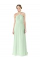 Sleeveless Halter Neck Soft Chiffon Sage Long Bridesmaid Dress Adelaide