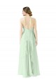 Sleeveless Halter Neck Soft Chiffon Sage Long Bridesmaid Dress Adelaide