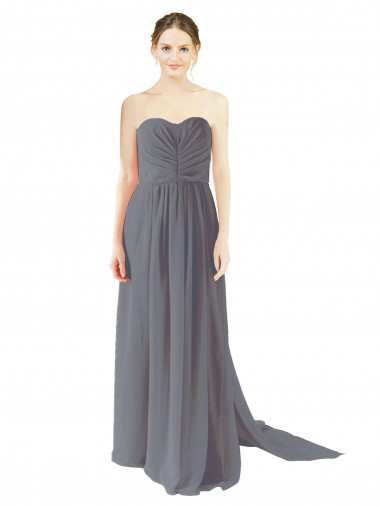 Sleeveless Sweetheart Chiffon Slate Grey Long Bridesmaid Dress / Evening Dress Adelaide