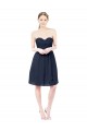 Sleeveless Sweetheart Soft Chiffon Dark Navy Knee Length Bridesmaid Dress Adelaide