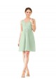 Sleeveless V-Neck Soft Chiffon Sage Knee Length Bridesmaid Dress Adelaide