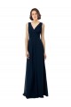 Sleeveless V-Neck Chiffon Dark Navy Long Bridal Party Dress Adelaide