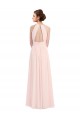 Sleeveless Halter Neck Soft Chiffon Pink Long Bridesmaid Dress Adelaide
