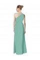Sleeveless One Shoulder Soft Chiffon Jade Long Bridesmaid Dress Adelaide