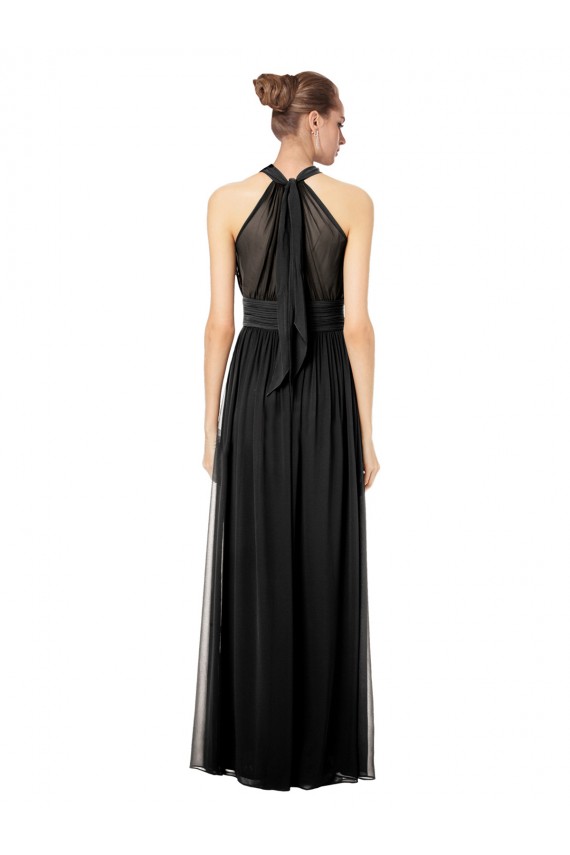 Sleeveless Halter Neck Soft Chiffon Hunter Long Bridesmaid Dress Adelaide