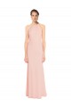Sleeveless Halter Neck Chiffon Pink Long Bridesmaid Dress Adelaide