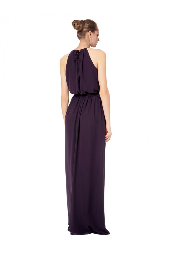 Sleeveless Halter Neck Chiffon Pink Long Bridesmaid Dress Adelaide