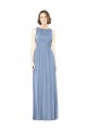 Sleeveless Bateau Neck Soft Chiffon Dusty Blue Long Bridesmaid Dress Adelaide