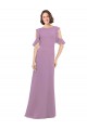 Cold Shoulder High Neck Soft Chiffon Dark Lavender Long Bridesmaid Dresses Adelaide