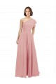 Sleeveless One Shoulder Chiffon Bliss Pink Long Bridesmaid Dress / Evening Dress Adelaide