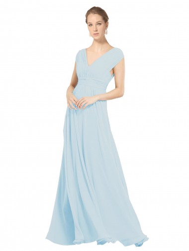 Sleeveless V-Neck Soft Chiffon Sea Glass Long Bridesmaid Dress Adelaide