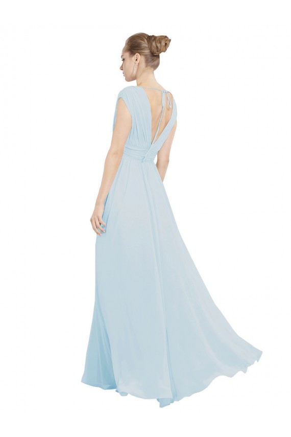 Sleeveless V-Neck Soft Chiffon Sea Glass Long Bridesmaid Dress Adelaide