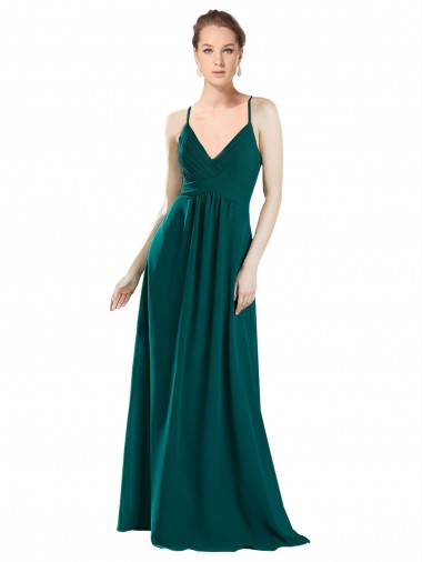 Sleeveless V-Neck Chiffon Hunter Long Bridesmaid Dress / Evening Dress Adelaide