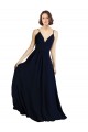 Sleeveless V-Neck Chiffon Dark Navy Long Bridesmaid Dress & Gowns Adelaide