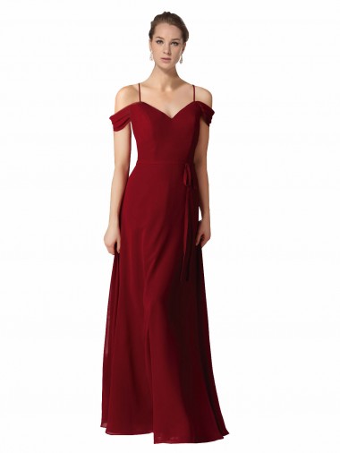 Sleeveless Sweetheart Chiffon Burgundy Long Bridesmaid Dress / Evening Dress Adelaide