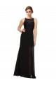 Sleeveless High Neck Soft Chiffon & Lace Black Long Bridesmaid Dress Adelaide