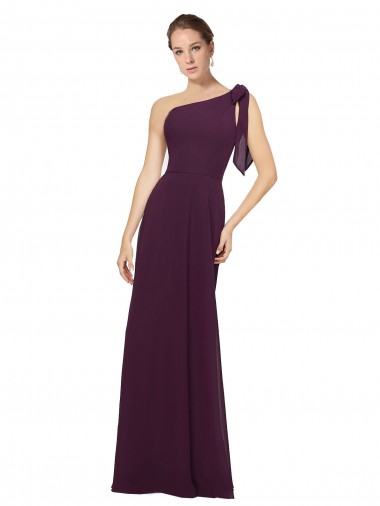 Sleeveless One Shoulder Soft Chiffon Grape Long Bridesmaid Dresses Adelaide