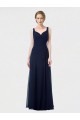 Sleeveless Sweetheart Lxue Chiffon Dark Navy Long Bridesmaid Dress Adelaide