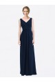 Sleeveless V-Neck Soft Chiffon Dark Navy Long Evening Gowns / Bridesmaid Dress Adelaide