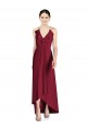 Sleeveless V-Neck Soft Chiffon Burgundy Long High Low Bridesmaid Dress Adelaide