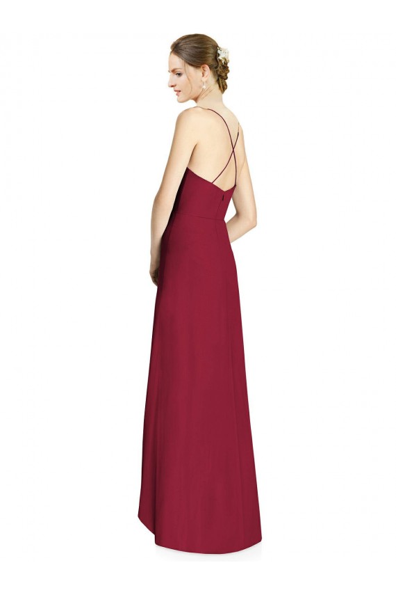 Sleeveless V-Neck Soft Chiffon Burgundy Long High Low Bridesmaid Dress Adelaide