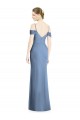 Cold Shoulder Jewel Soft Chiffon Dusty Blue Long Formal Evening Gown / Bridesmaid Dress Adelaide