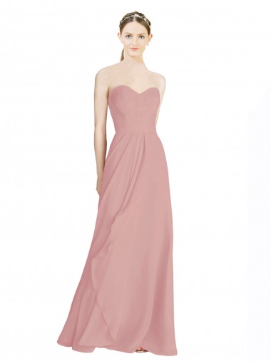 Sleeveless Sweetheart Soft Chiffon Dusty Pink Long Bridesmaid Dress / Formal Dress Adelaide