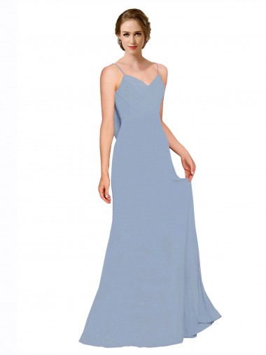 Sleeveless Sweetheart Chiffon Dusty Blue Long Bridesmaid Dress / Evening Dress Adelaide