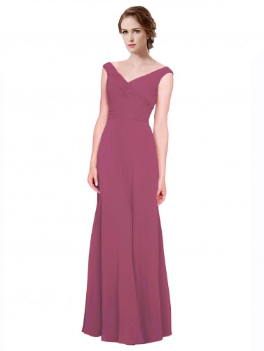 Sleeveless V-Neck Soft Chiffon Mauve Taupe Long Bridesmaid Dress Adelaide