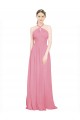 Sleeveless V-Neck Chiffon Skin Pink Long Bridesmaid Dress / Evening Dress Adelaide
