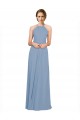 Sleeveless High Neck Chiffon Dusty Blue Long Bridesmaid Dress / Evening Dress Adelaide
