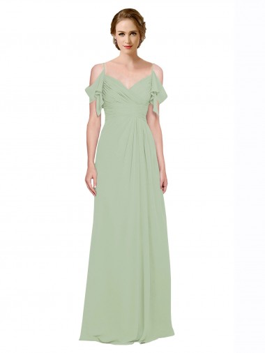 Sleeveless Sweetheart Lxue Chiffon Smoke Green Long Bridesmaid Dress Adelaide