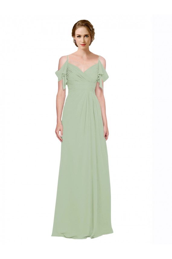 Sleeveless Sweetheart Lxue Chiffon Smoke Green Long Bridesmaid Dress Adelaide