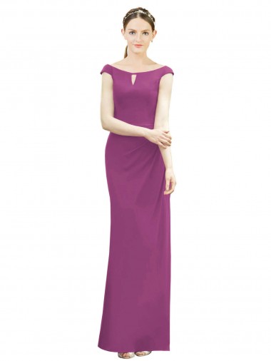 Sleeveless High Neck Soft Chiffon Wild Berry Long Bridesmaid Dress Adelaide