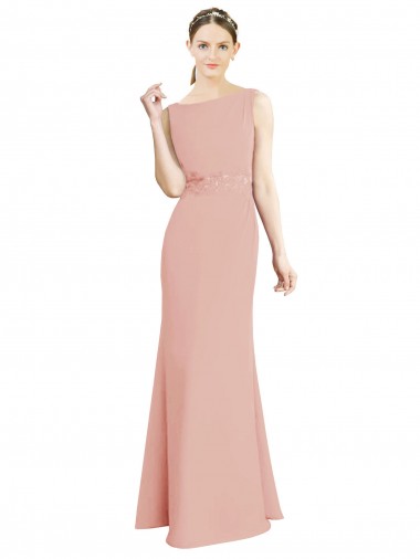 Sleeveless High Neck Soft Chiffon Bliss Pink Long Bridesmaid Dress Adelaide
