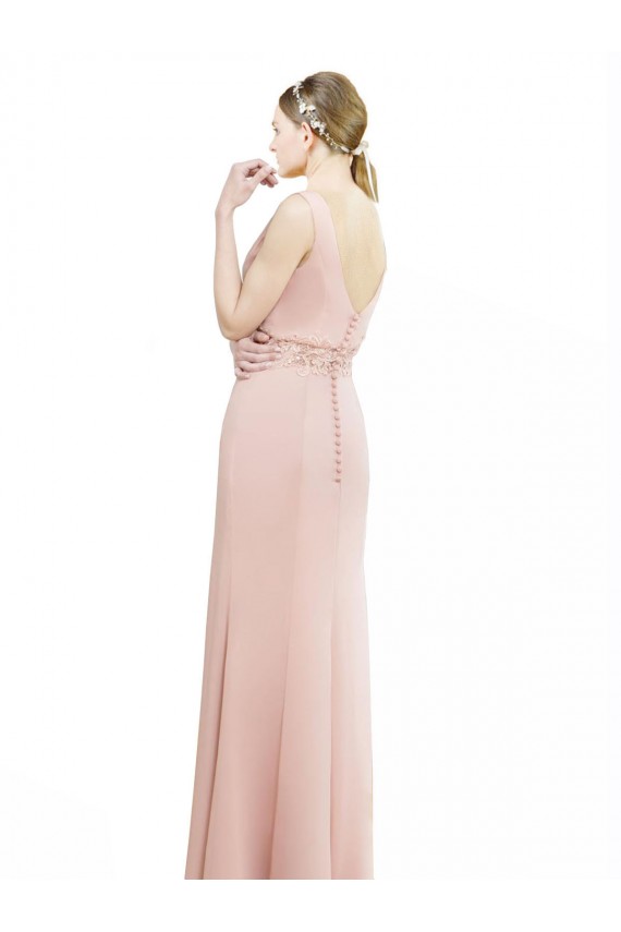 Sleeveless High Neck Soft Chiffon Bliss Pink Long Bridesmaid Dress Adelaide