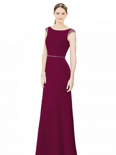 Sleeveless High Neck Soft Chiffon Burgundy Long Bridesmaid Dress Adelaide