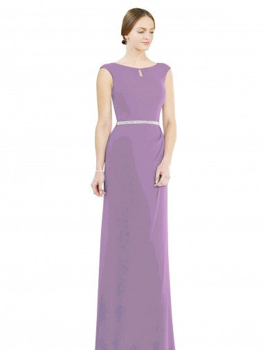 Sleeveless High Neck Soft Chiffon Dark Lavender Long Formal Dress / Bridesmaid Dress Adelaide