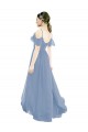 Cap Sleeves V-Neck Lxue Chiffon Dusty Blue Long Bridesmaid Dress Adelaide